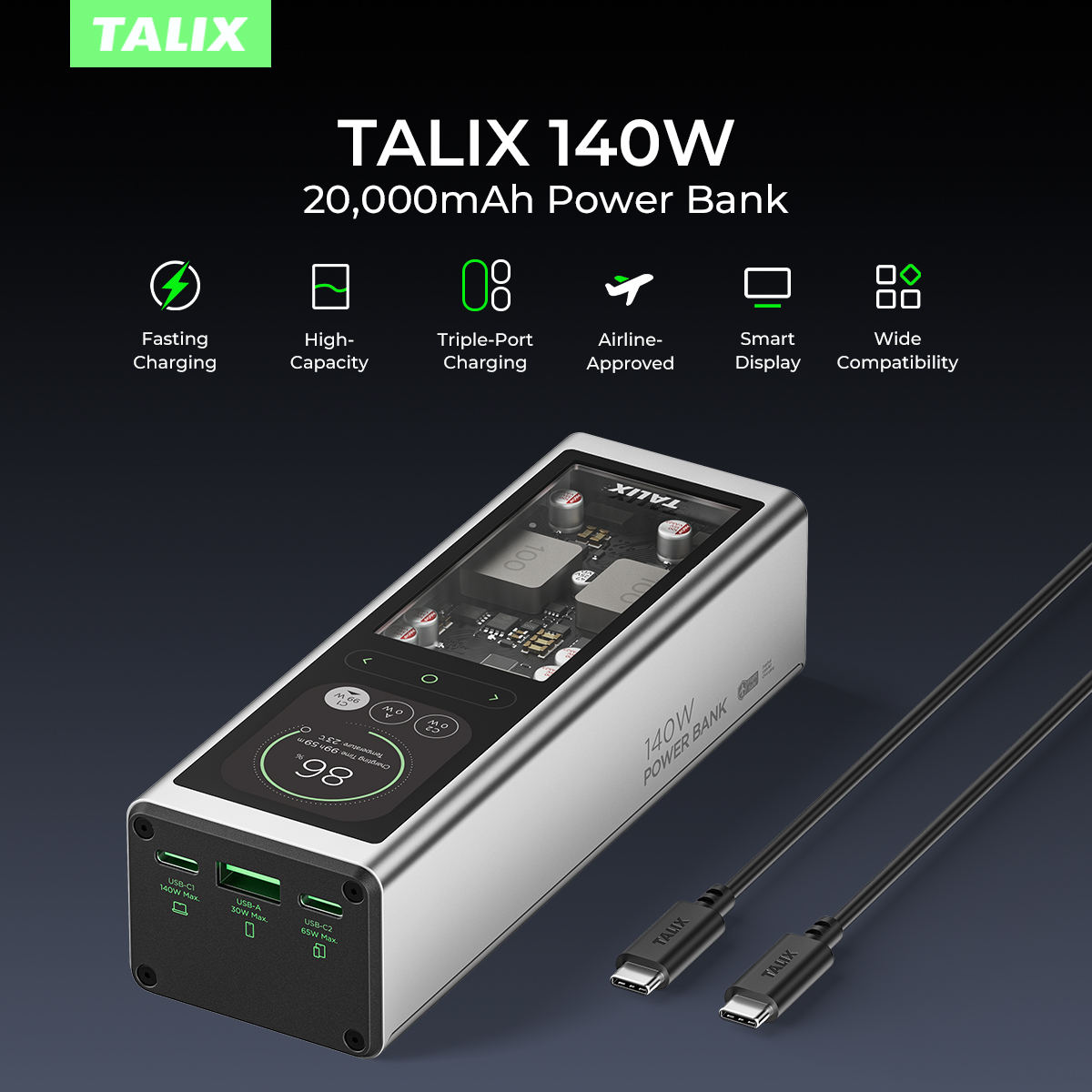 TALIX 140W Power Bank 20000mAh – Drone Battery Li-Ion recenzja i cena