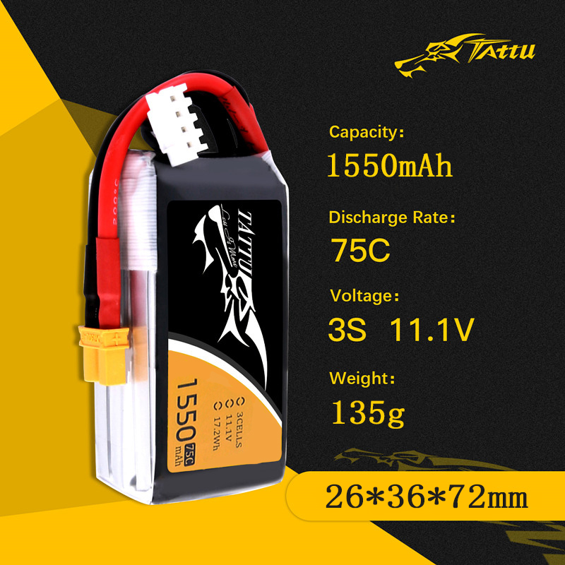 TATTU 3S 11.1V 1550mAh 75C LiP – Drone Battery 3S recenzja i cena